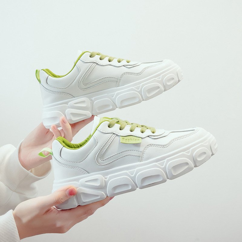 Little white shoes female spring new student running board shoes female increased sports casual shoes laces